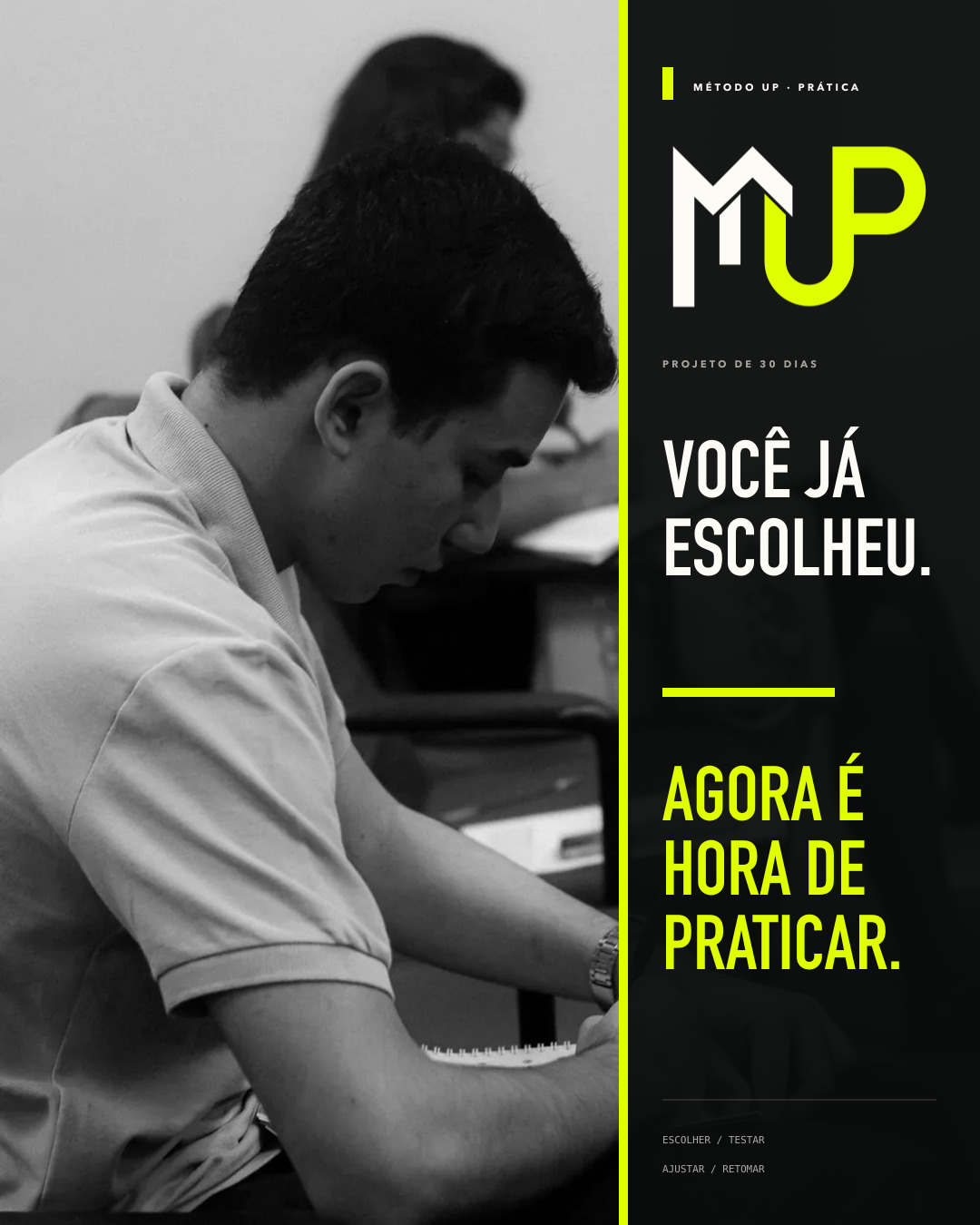 Participante registrando sua escolha durante a experiência
